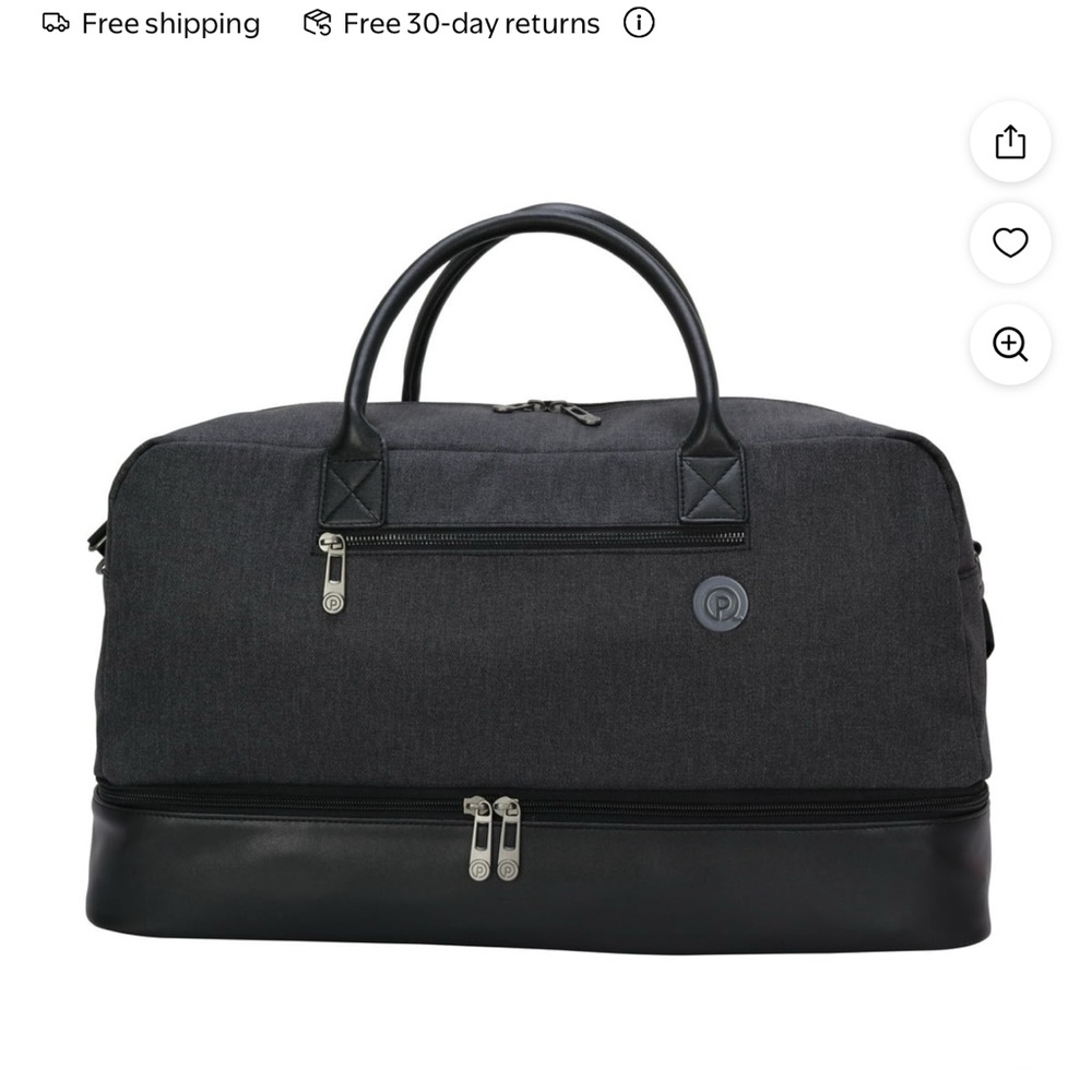 Black Weekender Drop Bottom Duffel Bag
